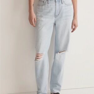 Madewell The Slouchy Boy Jean Light Blue Distressed Denim Jeans Size 29